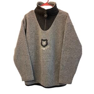 ALPENLAND Sport Mens Gray 1/4 Zip pullover Poly/Wool/Linen Blend Medium